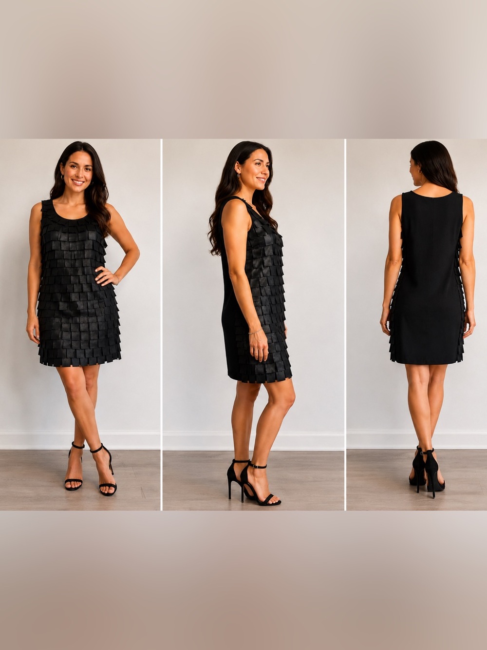Vertigo Paris Black Sleeveless Square-Tab Shift Dress